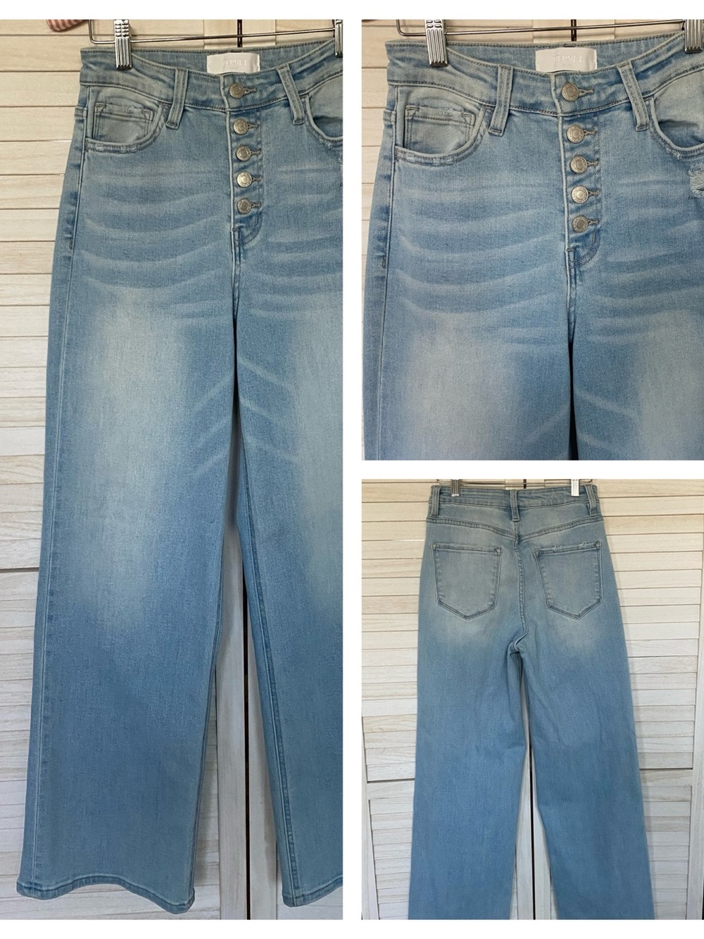 Vervet Light Blue Wash High-Rise Wide-Leg Jeans with Button Fly SZ 27